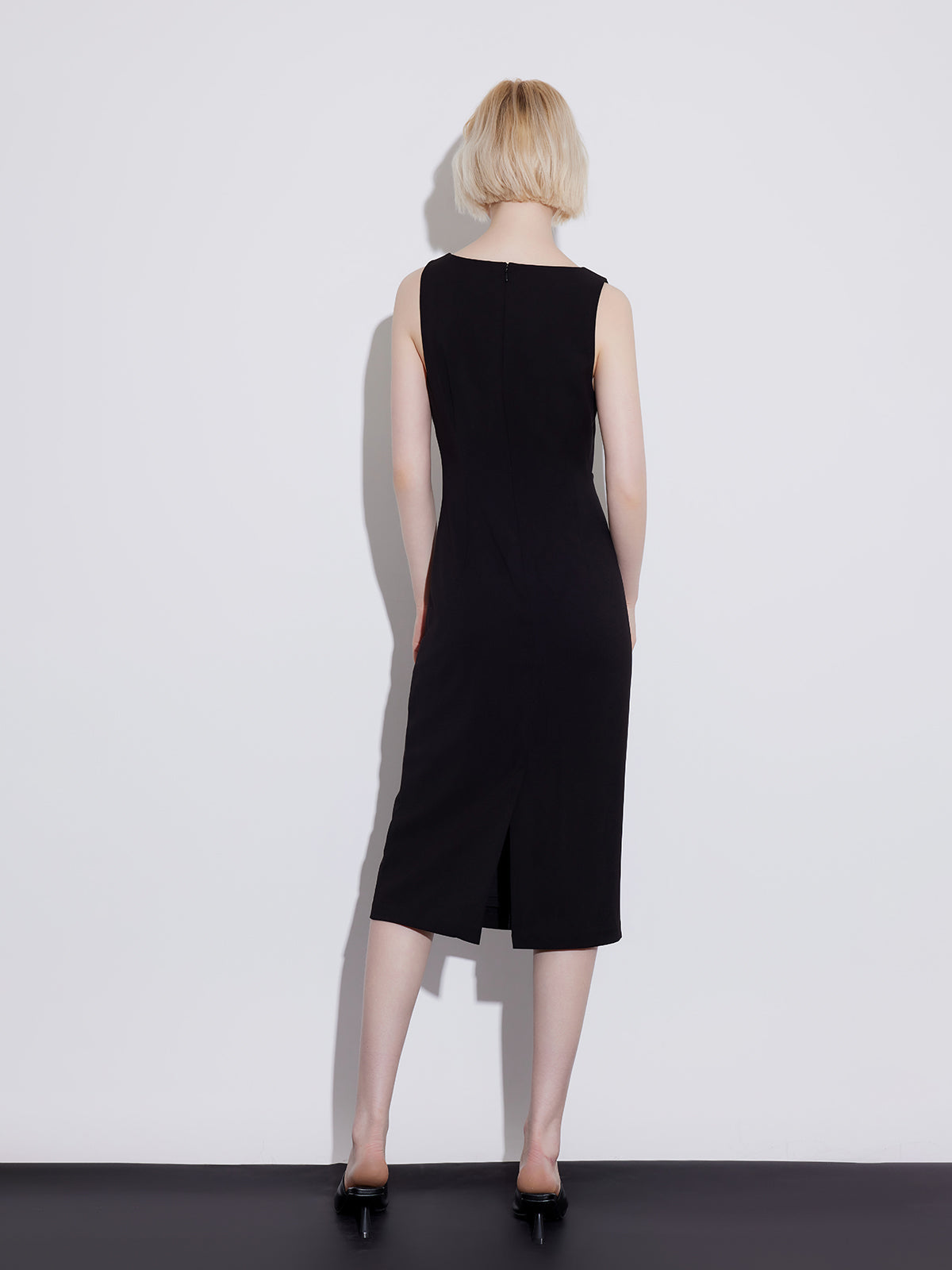 Crepe Boat Neck Midi Dress