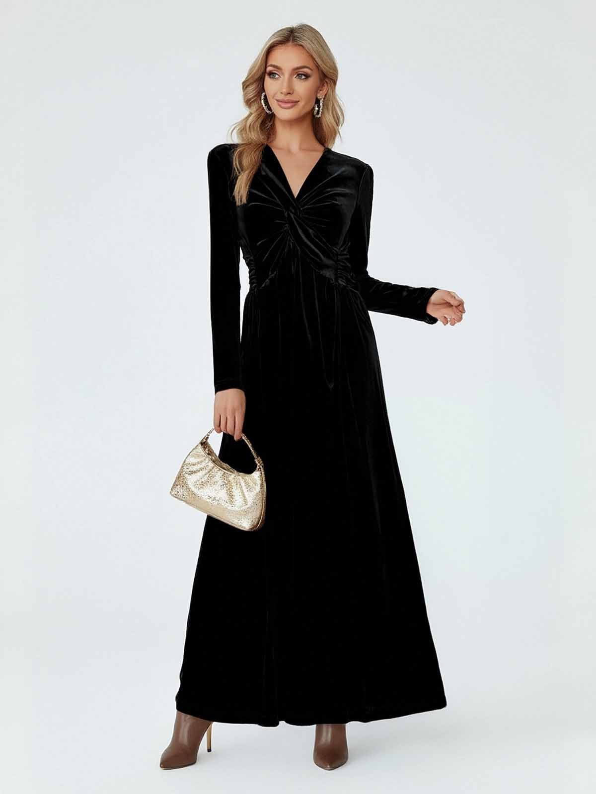 ASOBIO Velvet Twist-Front Maxi Dress