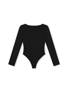 Boatneck bodysuit with thong-cut bottom and snap closure