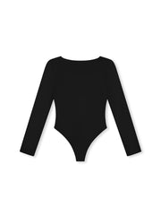 Boatneck bodysuit with thong-cut bottom and snap closure