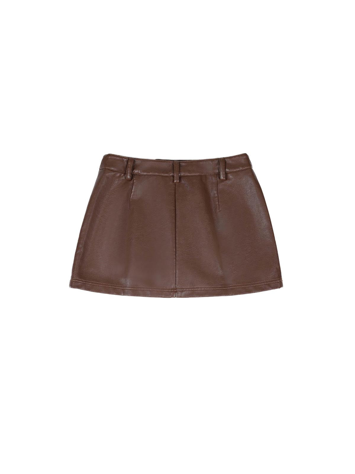 ASOBIO Mid-Low Vintage PU Textured Mini Skirt