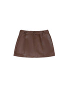 ASOBIO Mid-Low Vintage PU Textured Mini Skirt