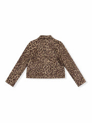 ASOBIO Cropped Leopard Woolen Zip-Up Jacket