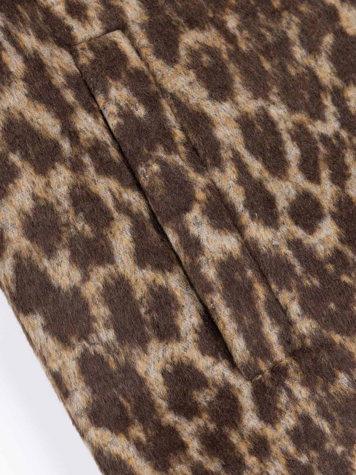 ASOBIO Cropped Leopard Woolen Zip-Up Jacket