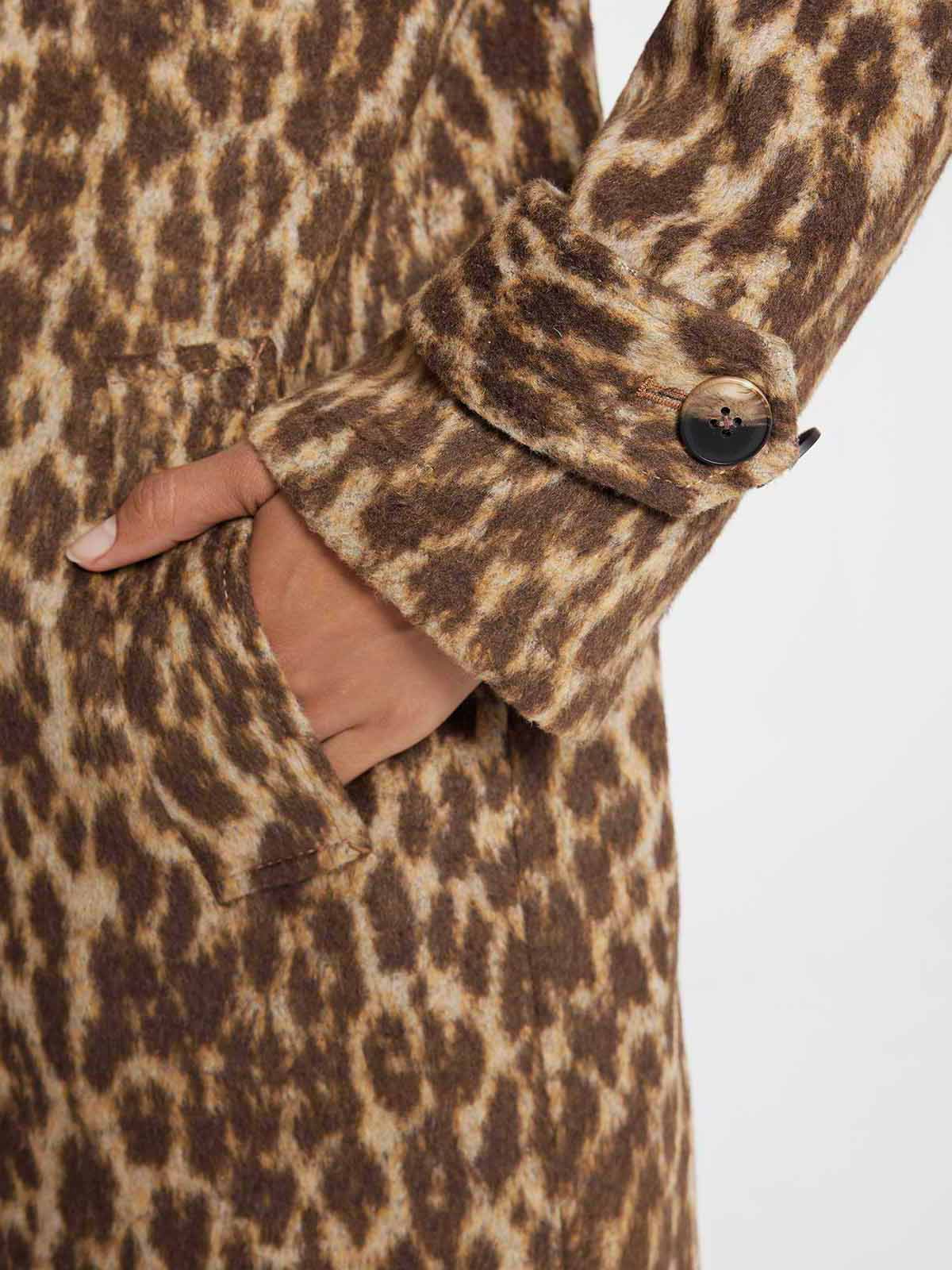 ASOBIO Retro Woolen Leopard Print Jacquard Coat