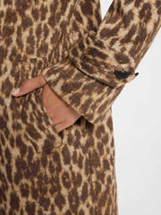 ASOBIO Retro Woolen Leopard Print Jacquard Coat