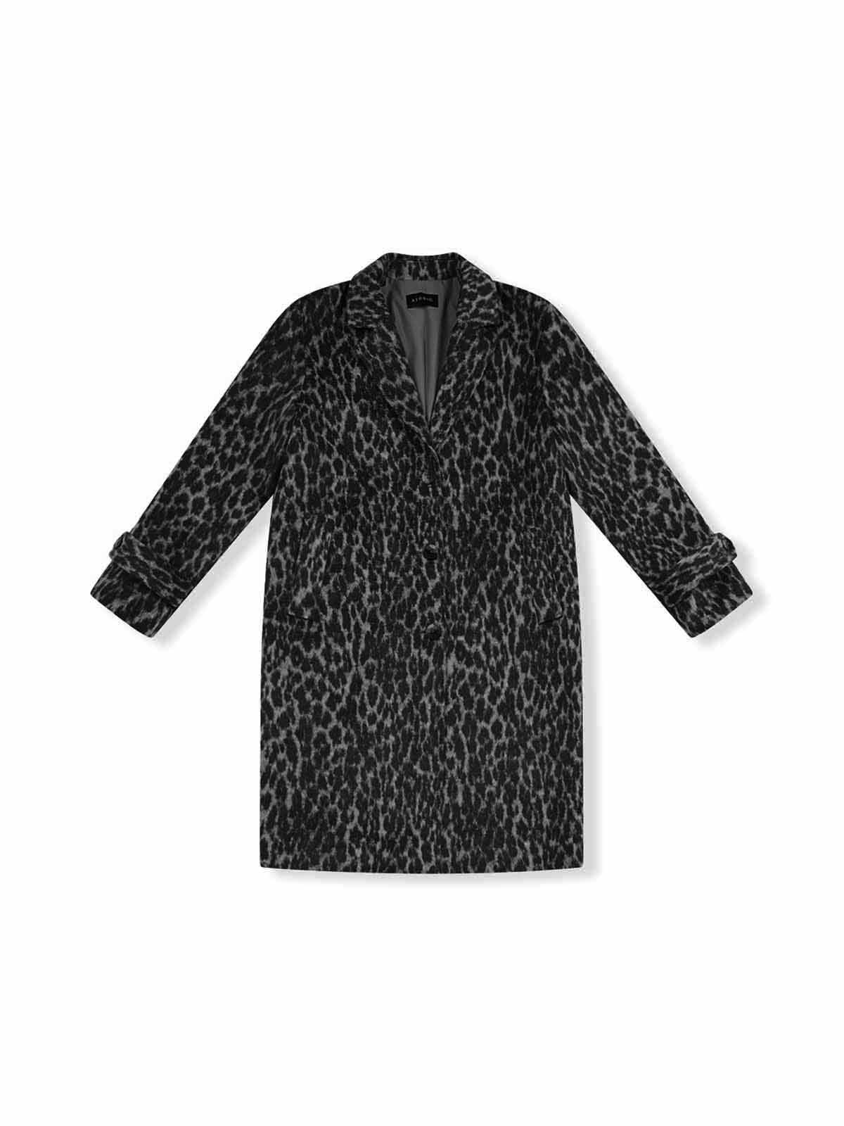 ASOBIO Retro Woolen Leopard Print Jacquard Coat