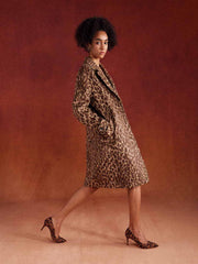 ASOBIO Retro Woolen Leopard Print Jacquard Coat