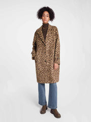 ASOBIO Retro Woolen Leopard Print Jacquard Coat