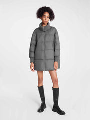 ASOBIO Knit Collar Mid-Length A-Line Down Jacket