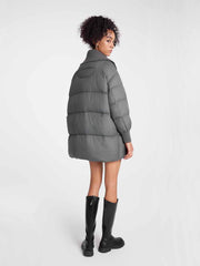 ASOBIO Knit Collar Mid-Length A-Line Down Jacket