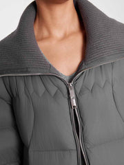 ASOBIO Knit Collar Mid-Length A-Line Down Jacket