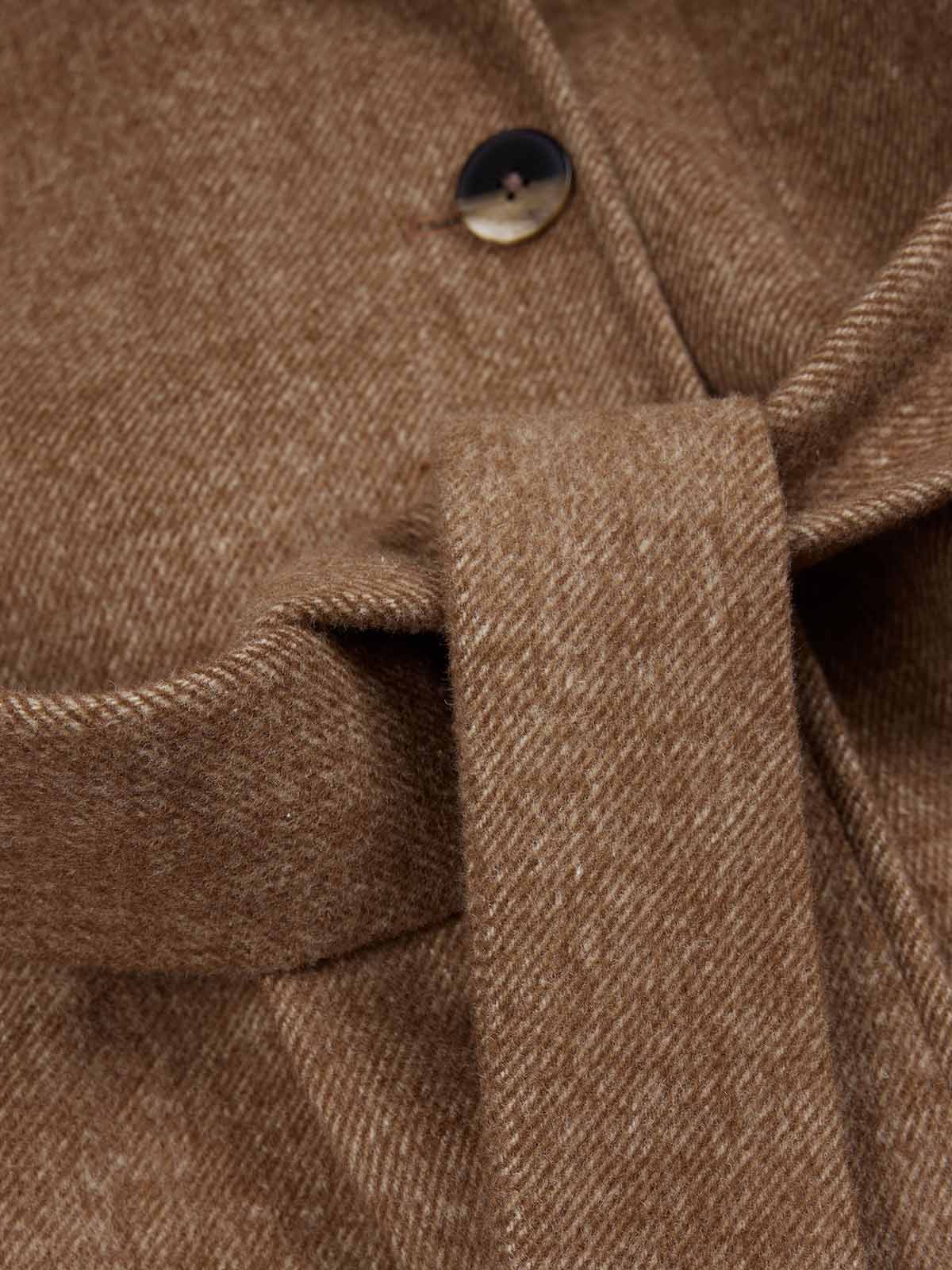 ASOBIO Tailored Funnel-Neck Button-Up Wool Coat