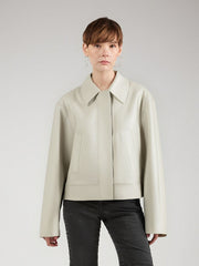 ASOBIO Faux Leather Zip-Up Bomber Jacket