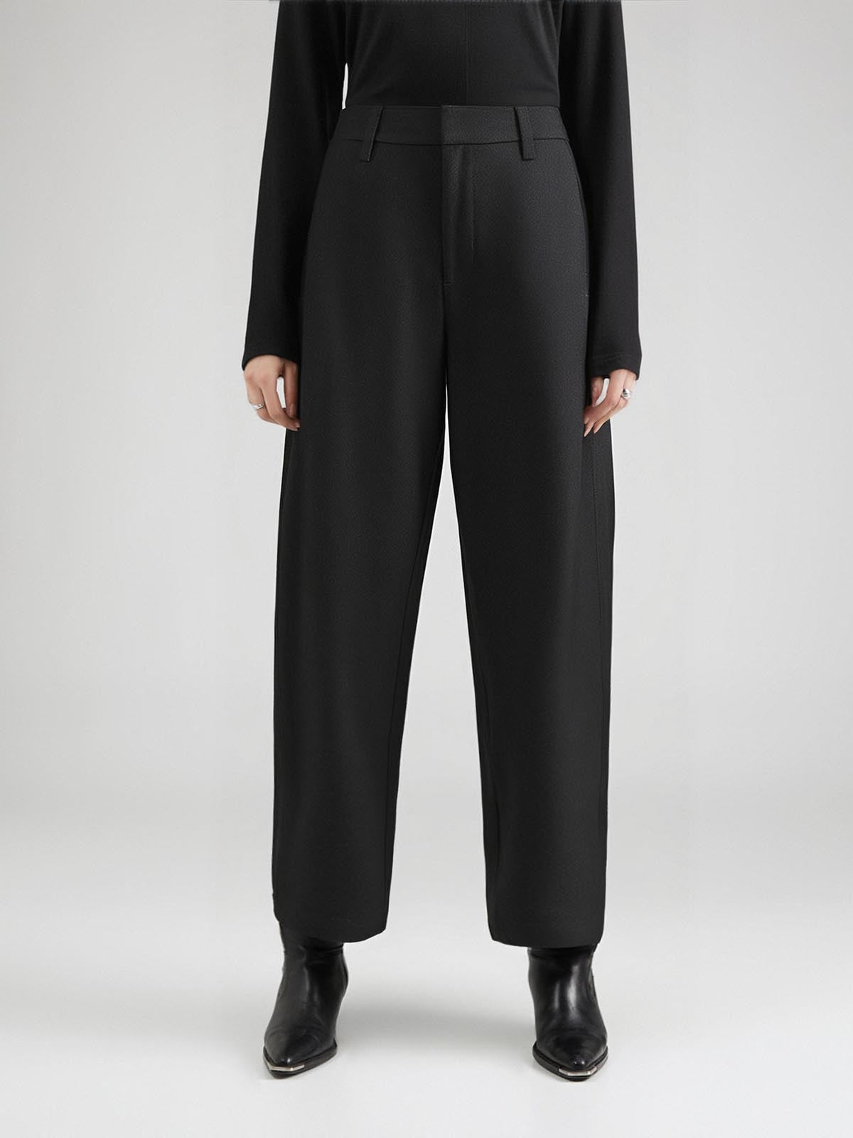 ASOBIO Mid-Rise Barrel-Leg Off-Duty Pant