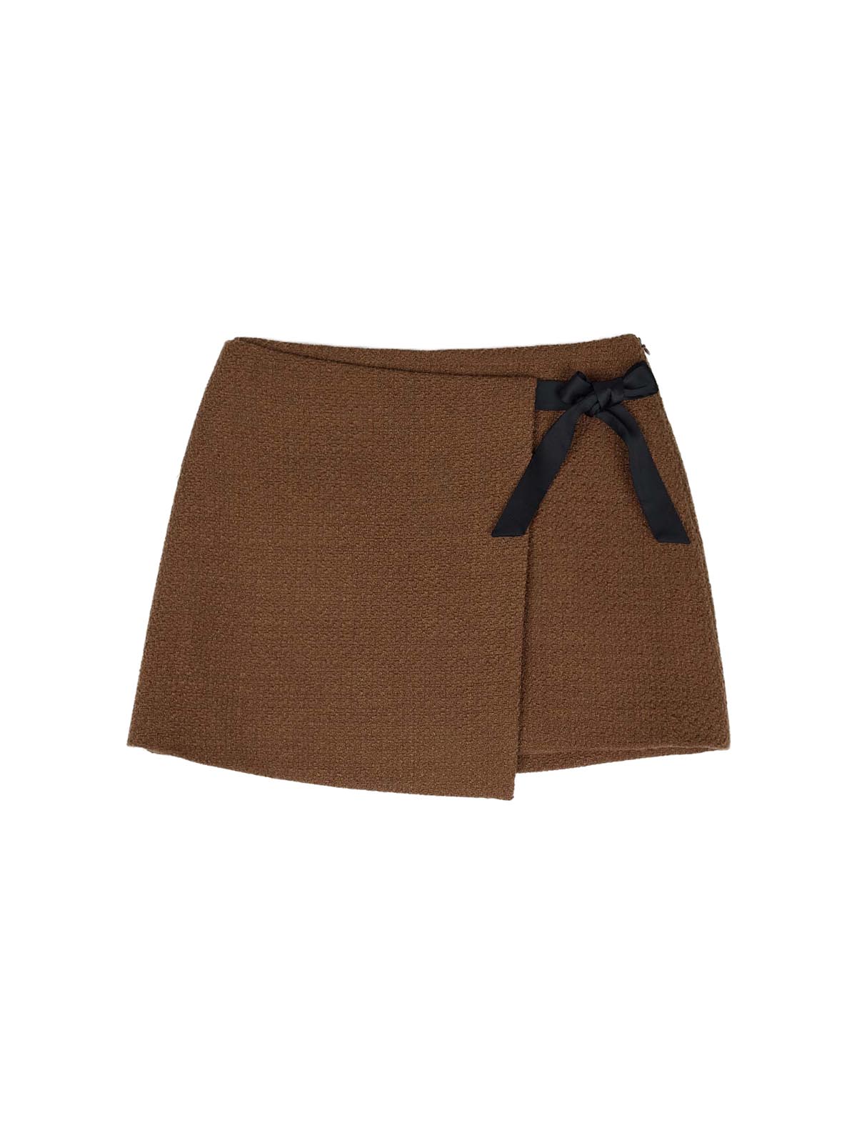 ASOBIO Mid-Rise Side Tie A-Line Wrap Mini Skirt