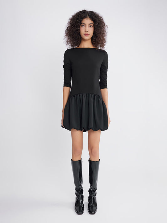 ASOBIO Boatneck Knitted Bubble Hem Skort Dress