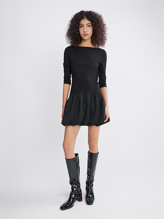 ASOBIO Boatneck Knitted Bubble Hem Skort Dress