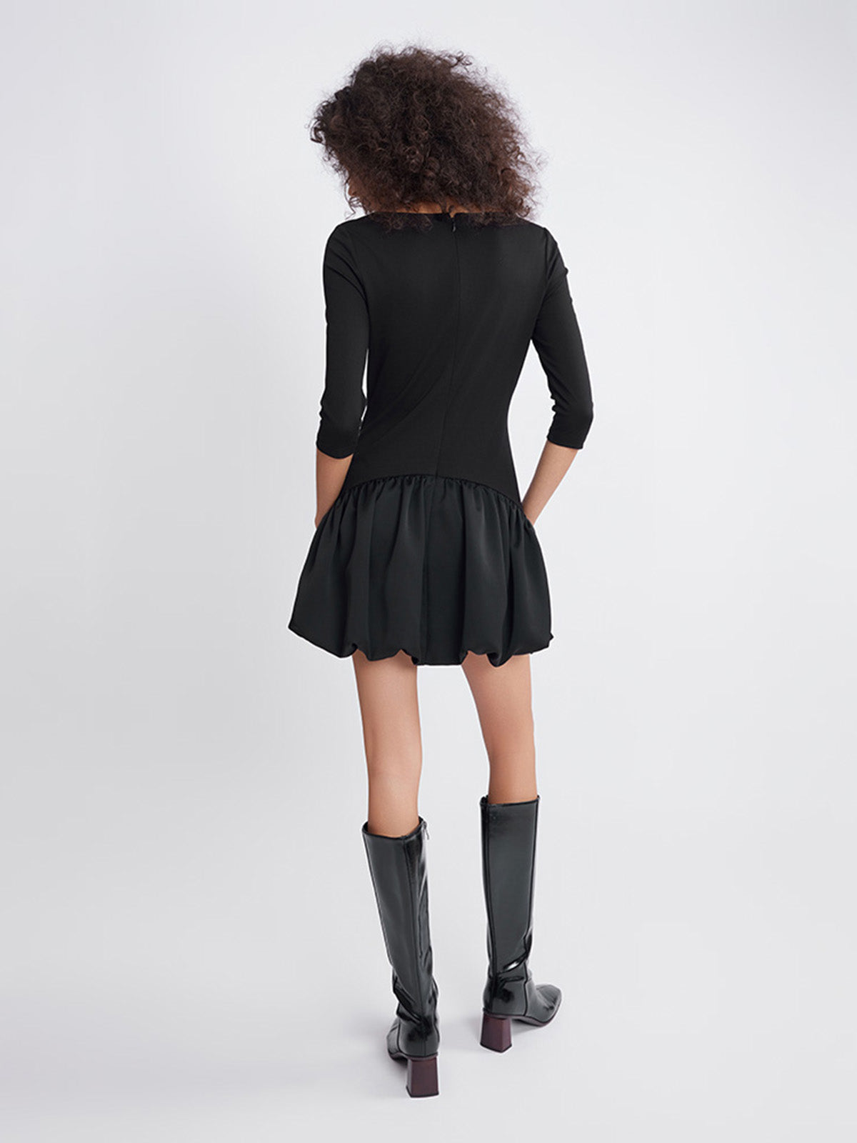 ASOBIO Boatneck Knitted Bubble Hem Skort Dress