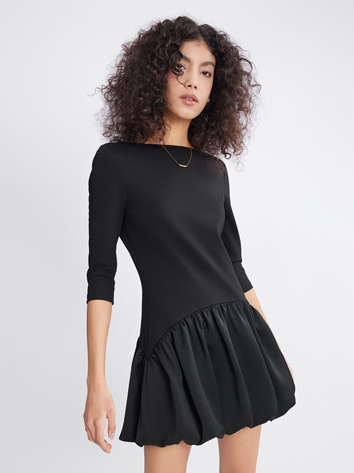 ASOBIO Boatneck Knitted Bubble Hem Skort Dress