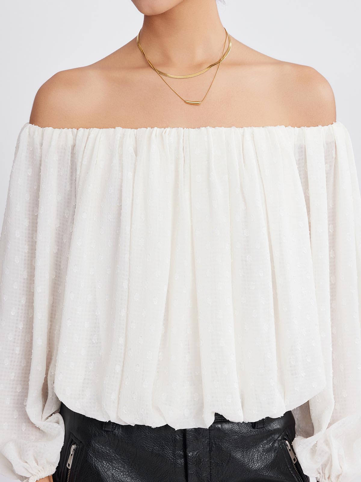 ASOBIO Chiffon Off-the-Shoulder Top