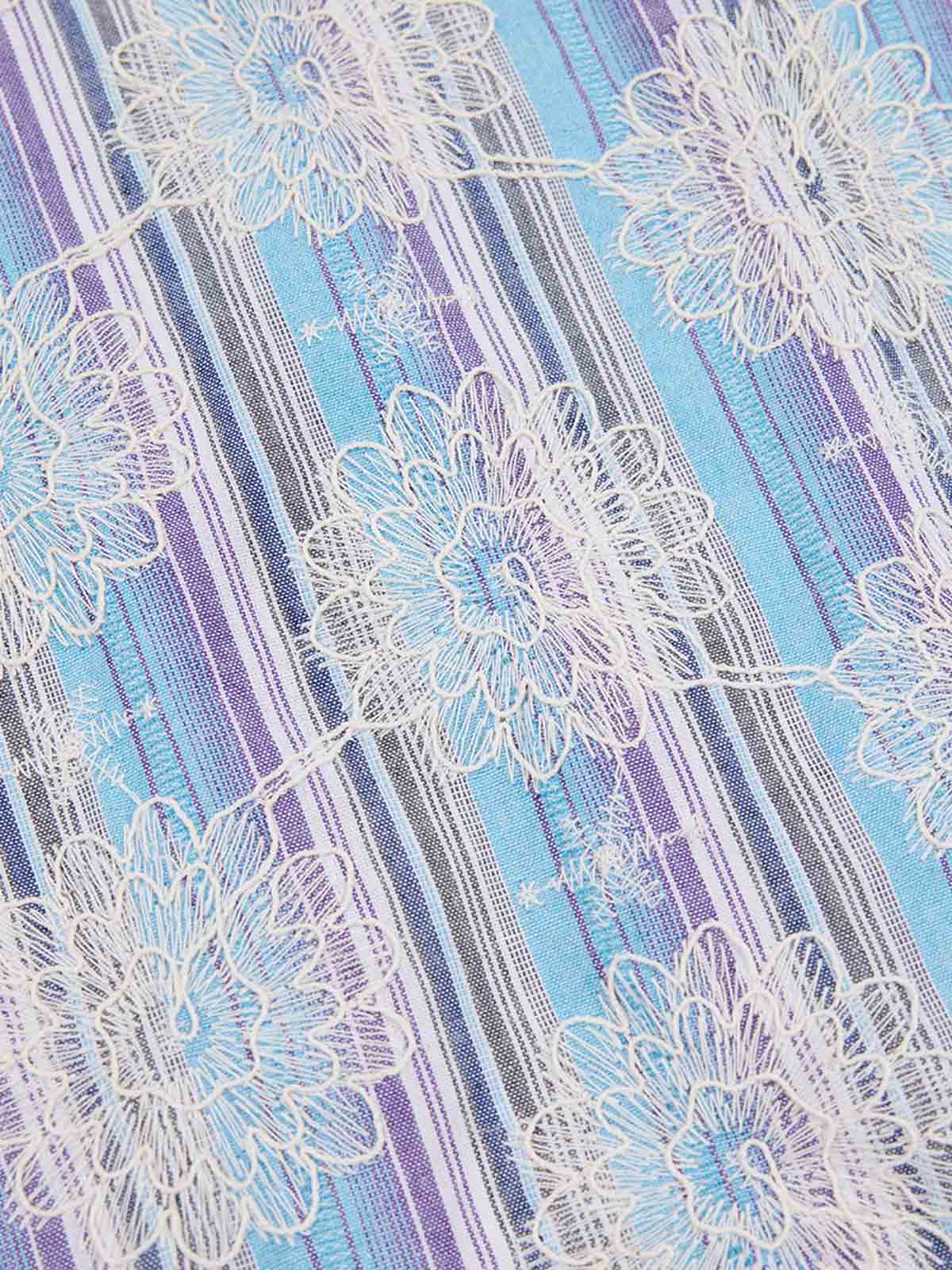 Striped Embroidered Wrap Skirt