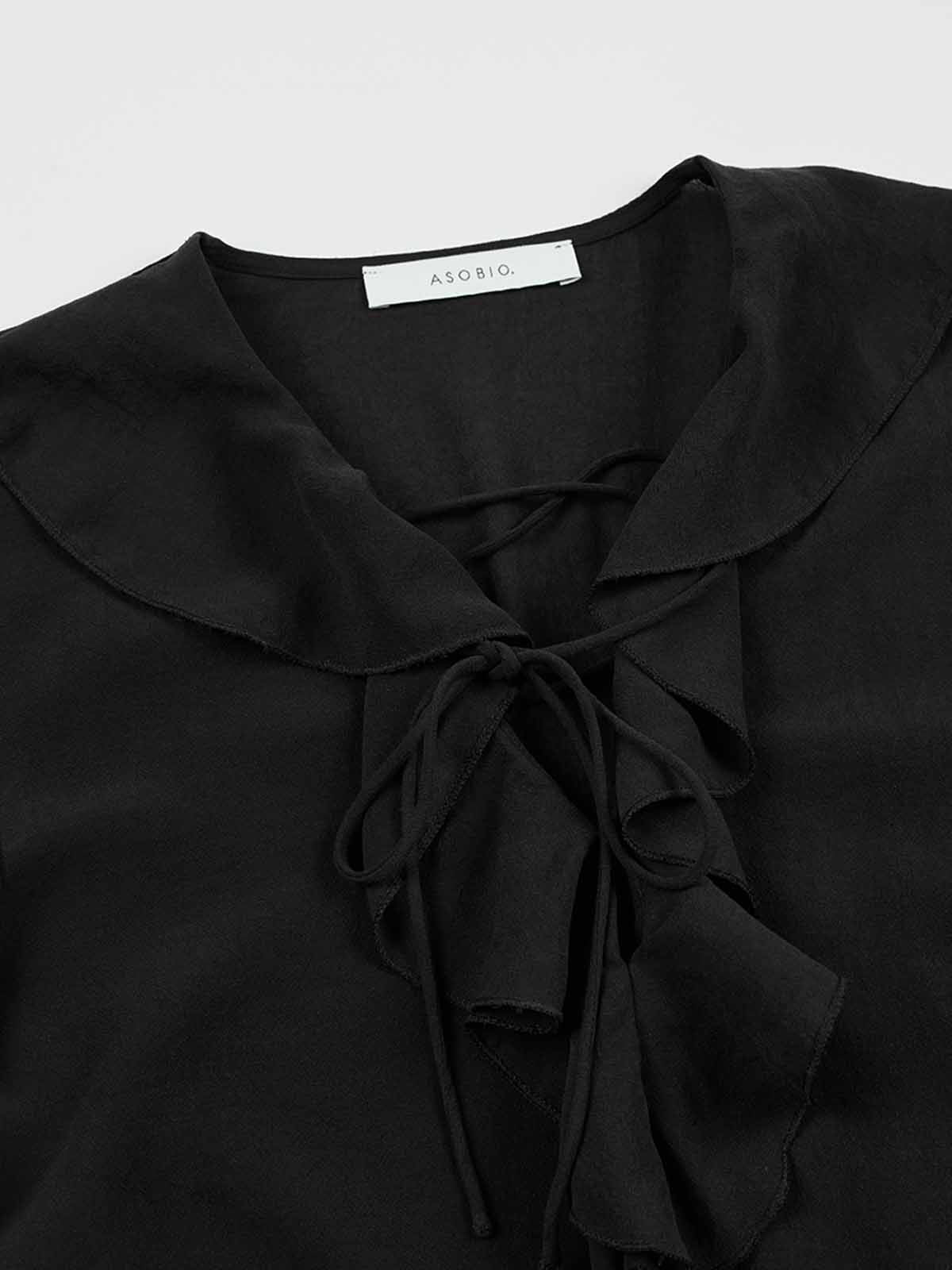 Ruffle Tie-Neck Long-Sleeve Blouse