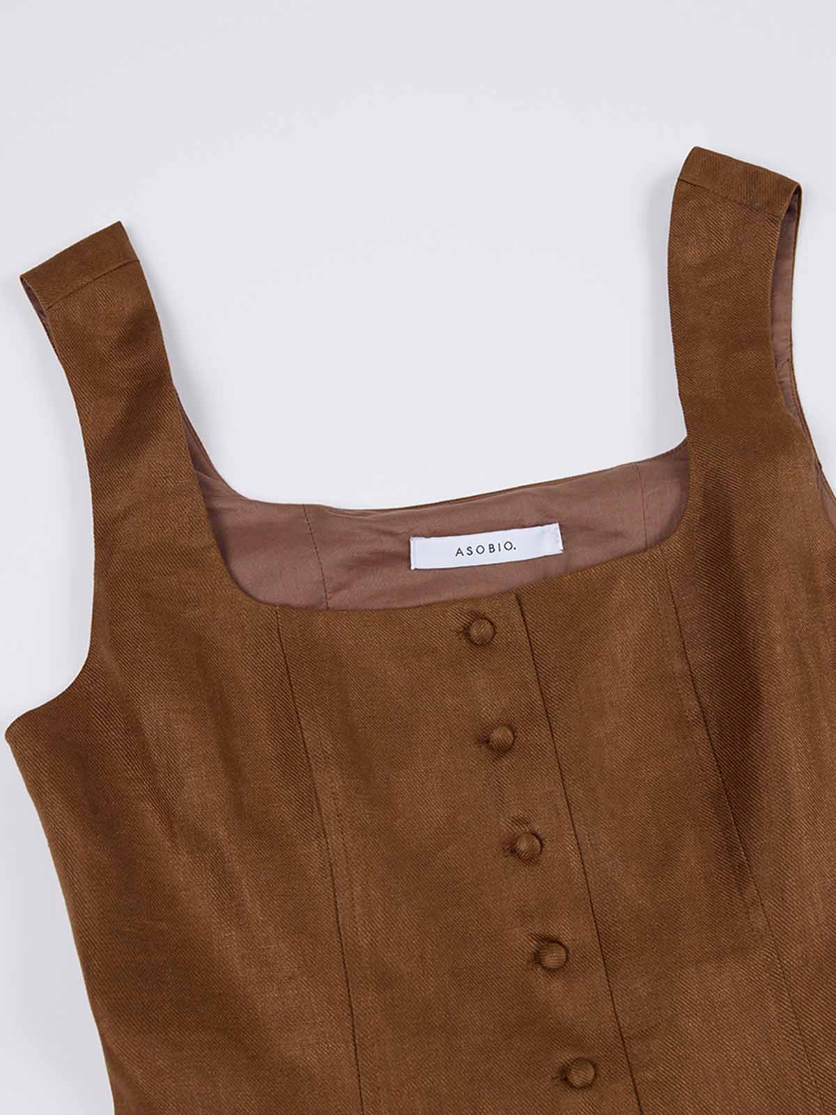 Linen Bustier Top with Peplum Hem