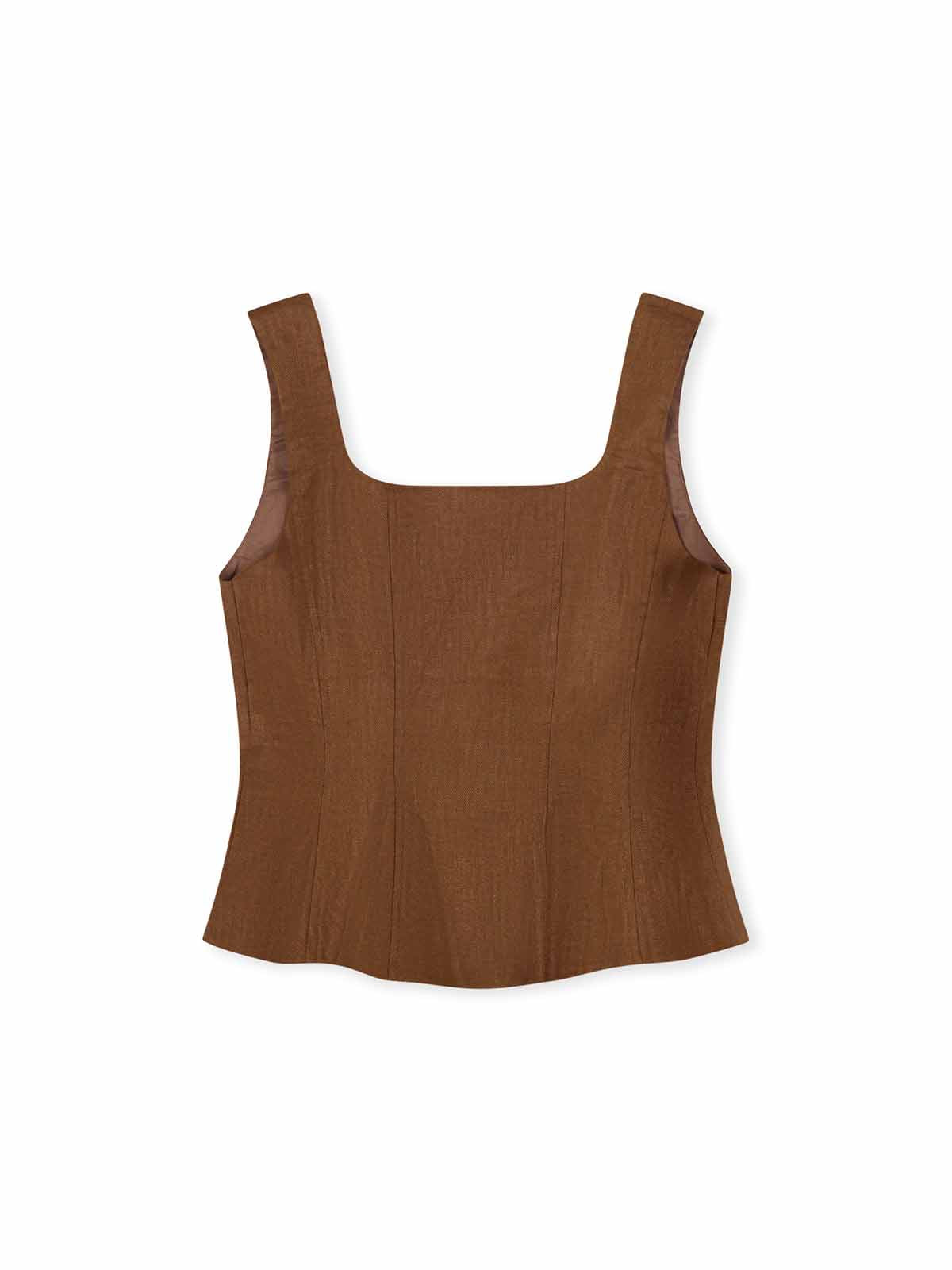 Linen Bustier Top with Peplum Hem