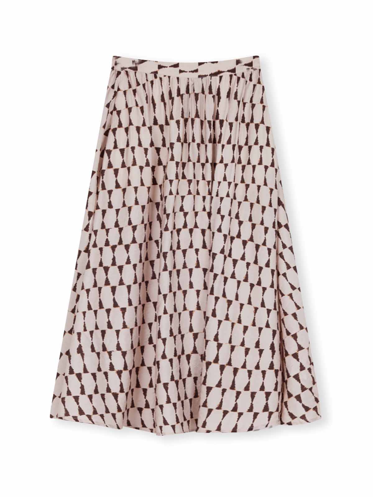 Linen-Blend A-Line Midi Skirt