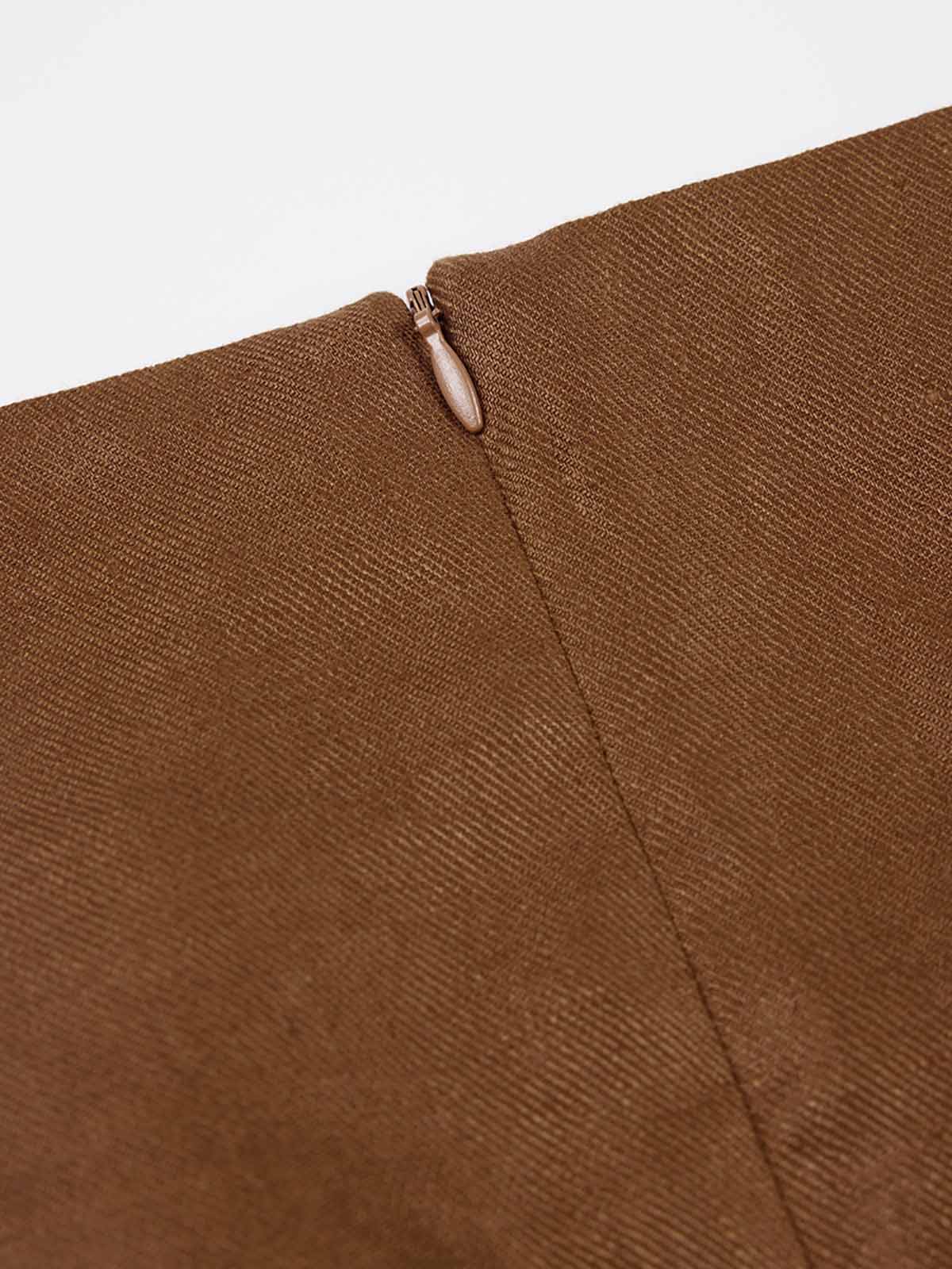 ASOBIO 100% Linen Faux-Wrap Mini Dress