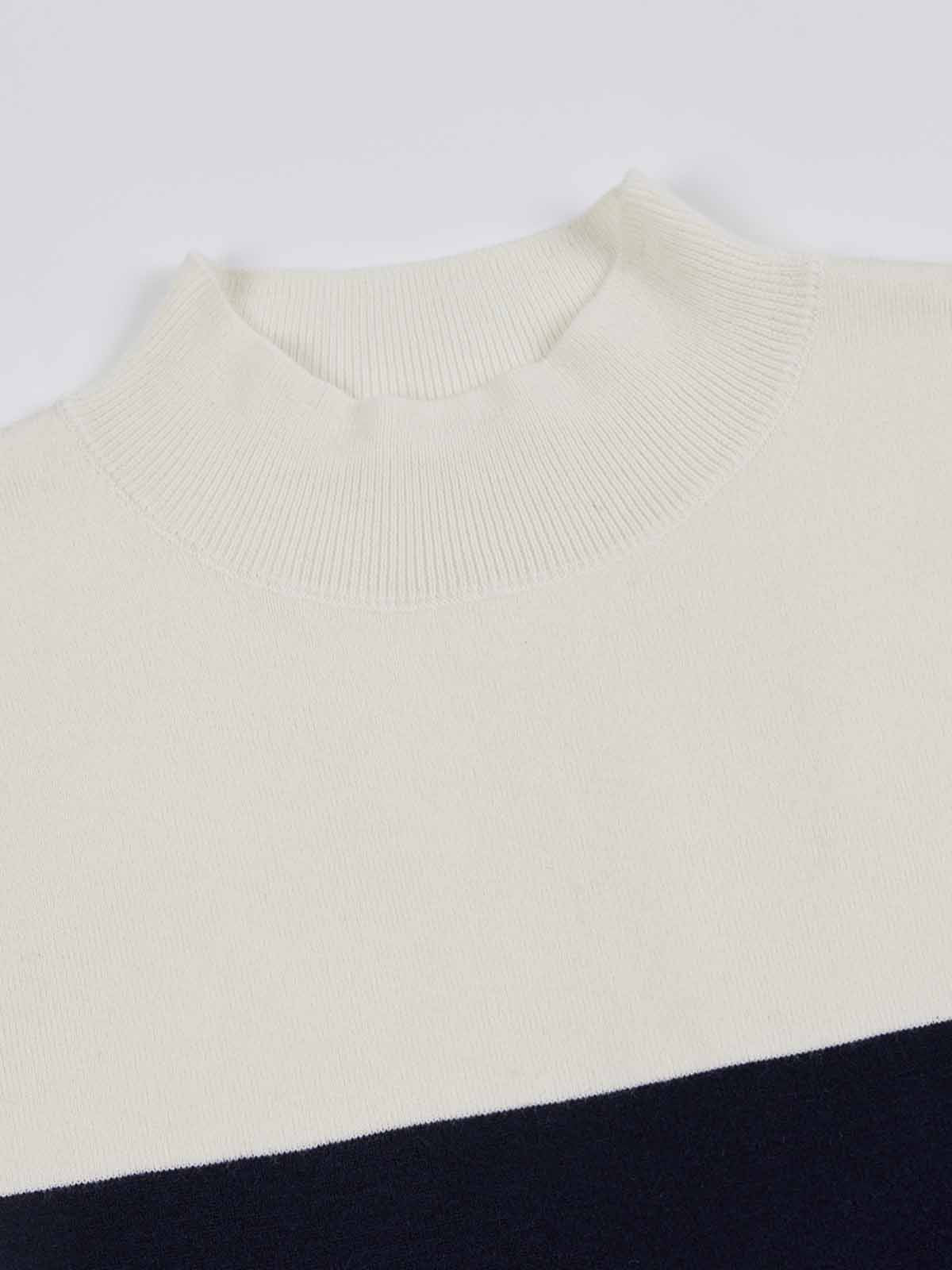 ASOBIO Colorblock Mockneck Sleeveless Knit Top