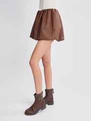 ASOBIO Faux Leather Bubble Hem Mini Skort