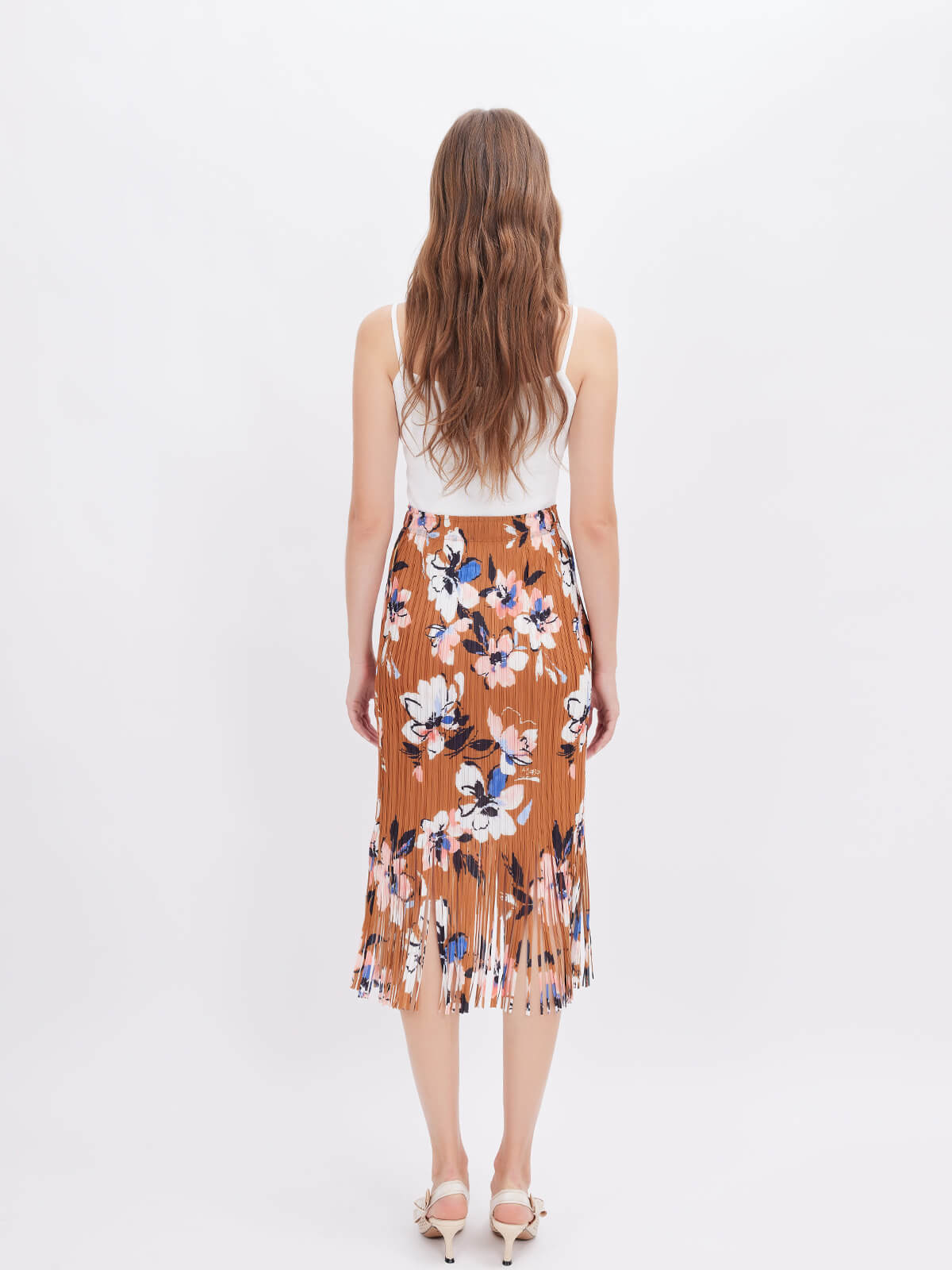 ASOBIO Women's Orange Flare Skirt