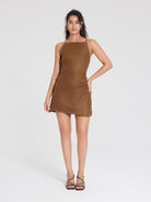 ASOBIO 100% Linen Faux-Wrap Mini Dress
