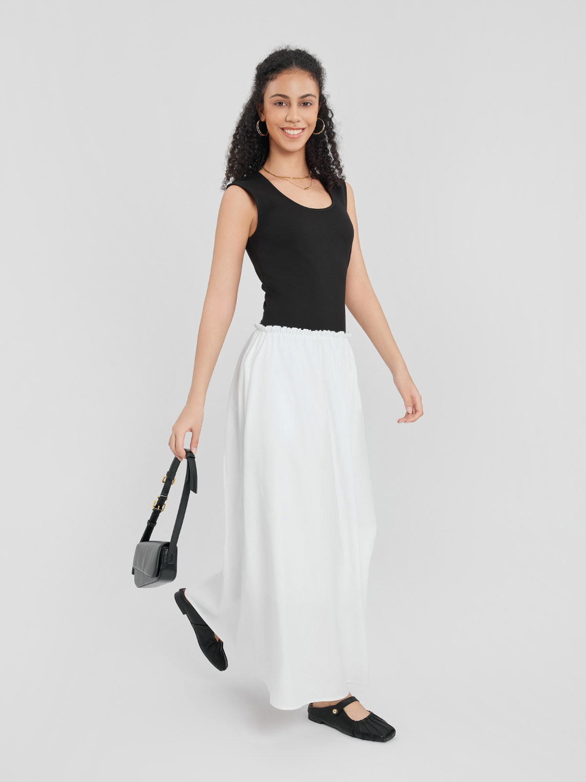 ASOBIO Fit-and-Flare Cotton Maxi Dress with Contour Bodice