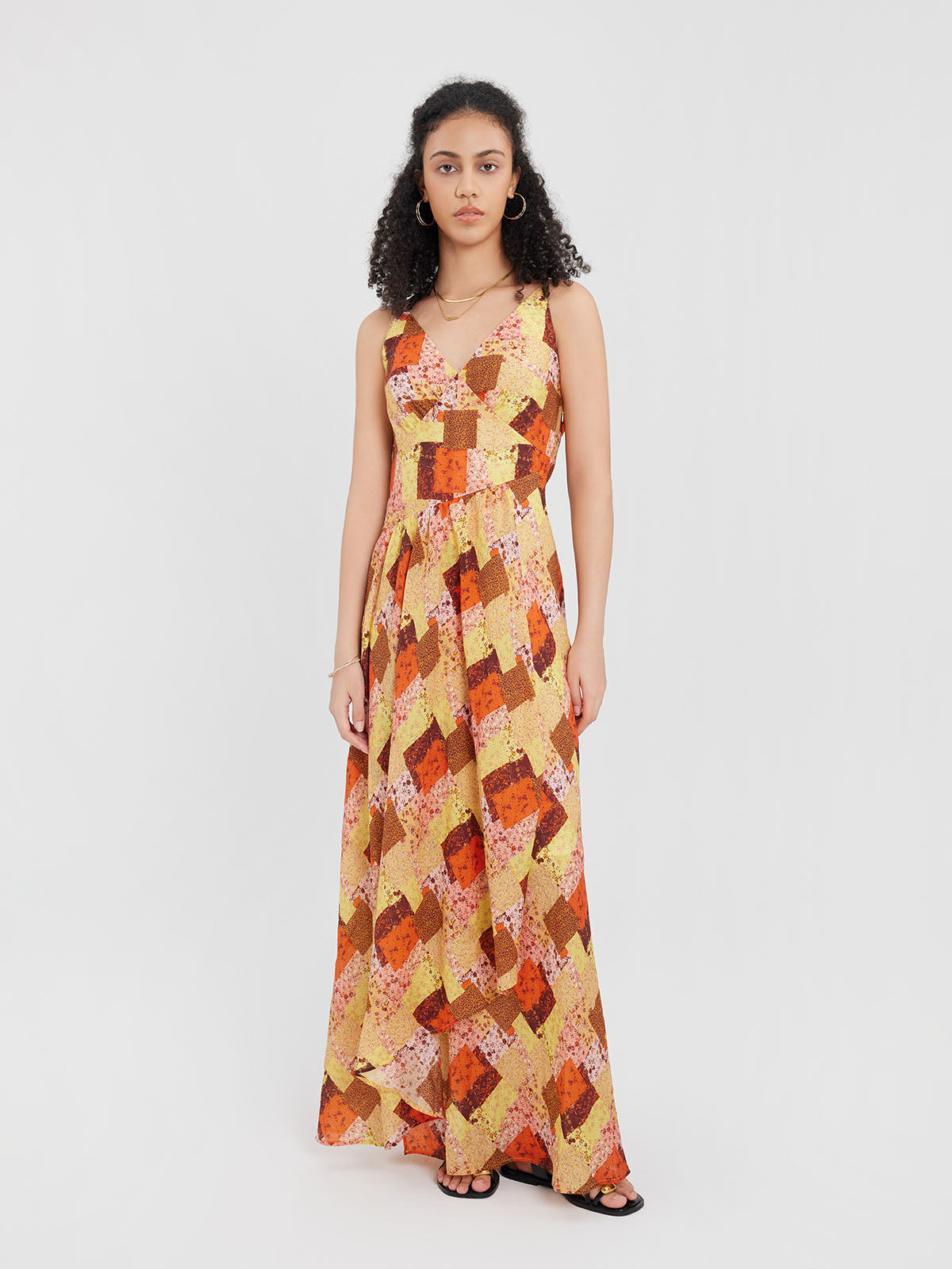 ASOBIO Printed Strappy Maxi Dress