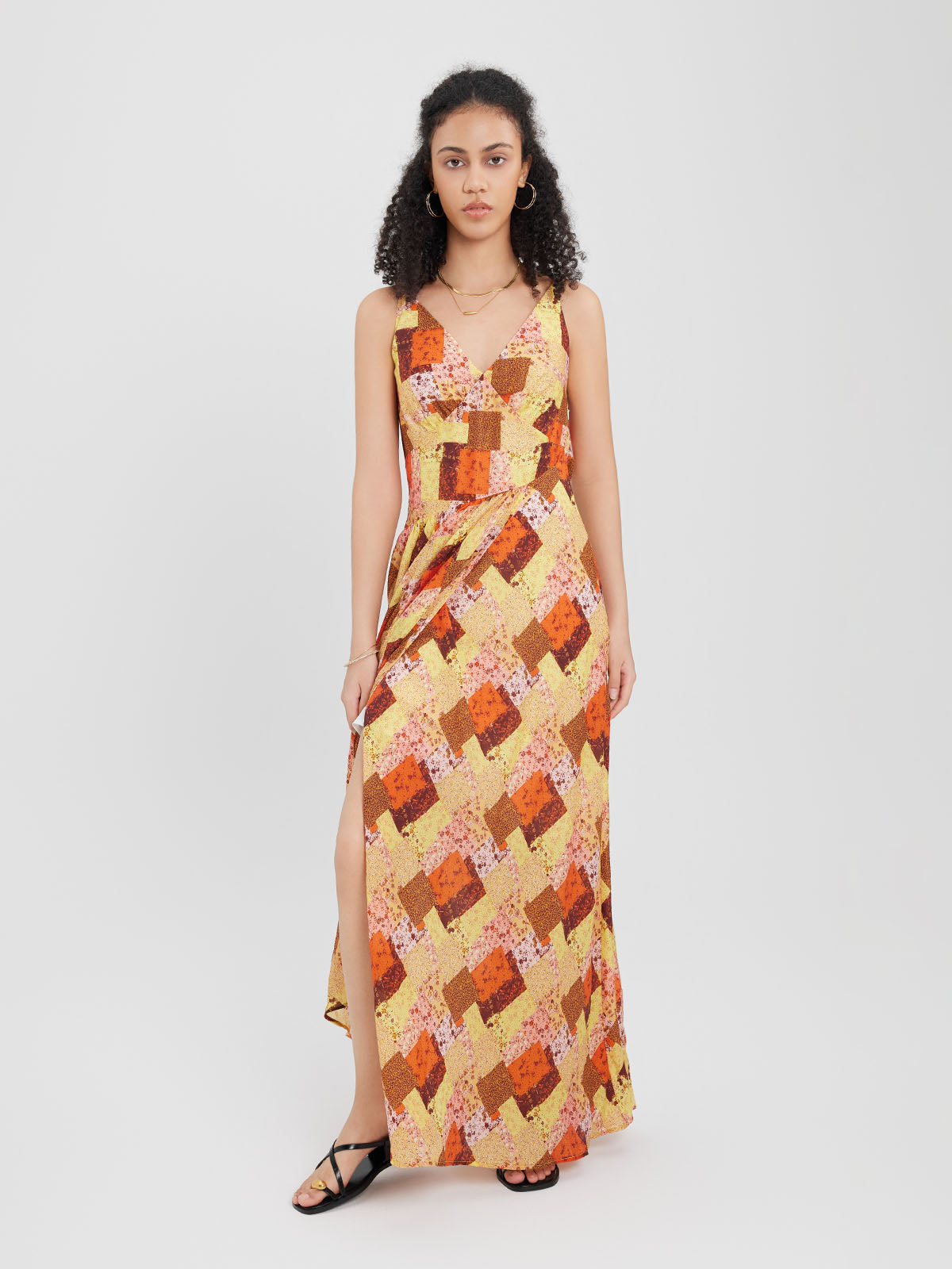 ASOBIO Printed Strappy Maxi Dress