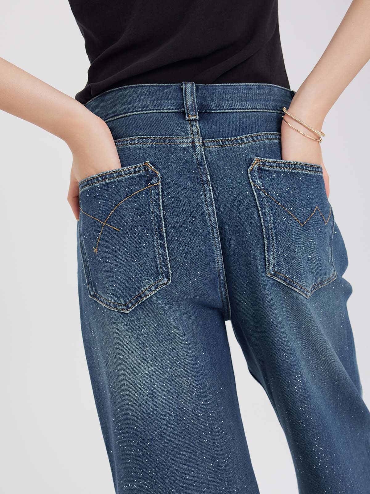 Shimmer Wide-Leg Jeans