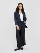 ASOBIO 100% Linen Blazer with Striped Lining