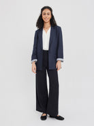 ASOBIO 100% Linen Blazer with Striped Lining