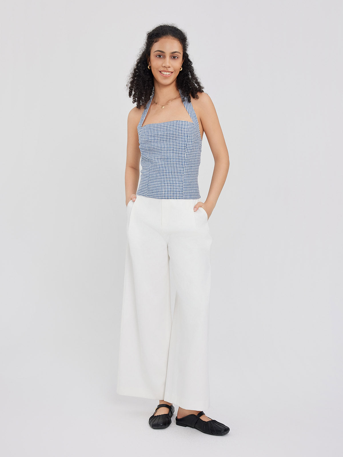 ASOBIO Linen Halter Top