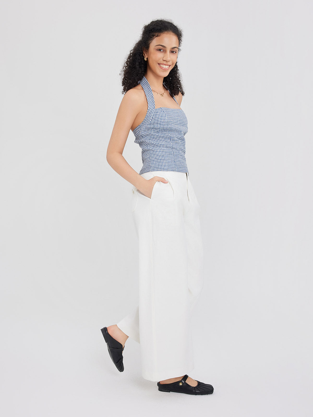 ASOBIO Linen Halter Top