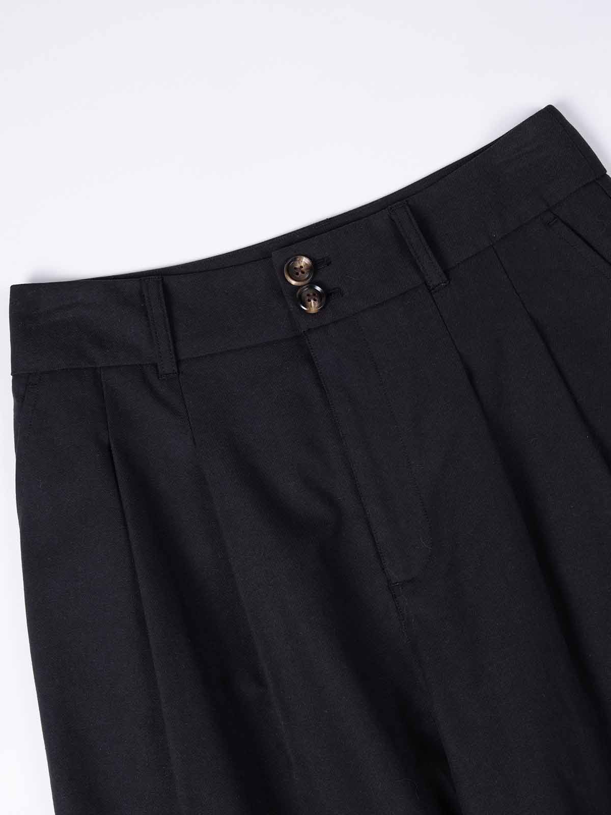 High-Waist Wide-Leg Casual Trousers