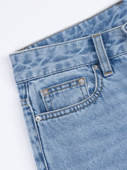 Cropped Denim Straight-Leg Pant