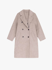 ASOBIO Relaxed Double-Breasted Virgin Wool Long Coat