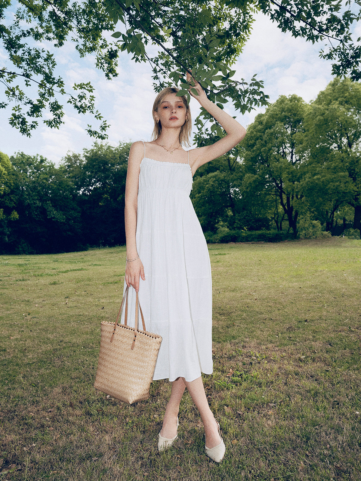 Linen Tiered Midi Dress