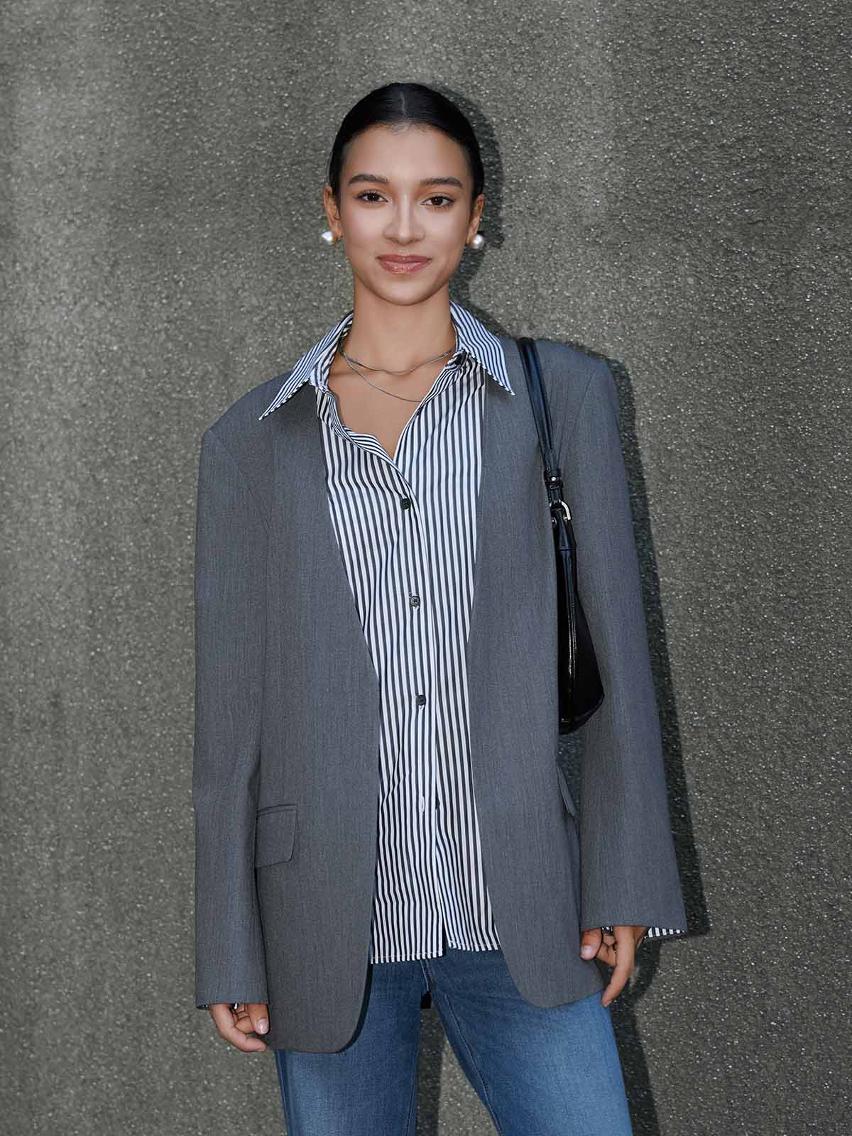 ASOBIO Detachable Collar Relaxed Blazer