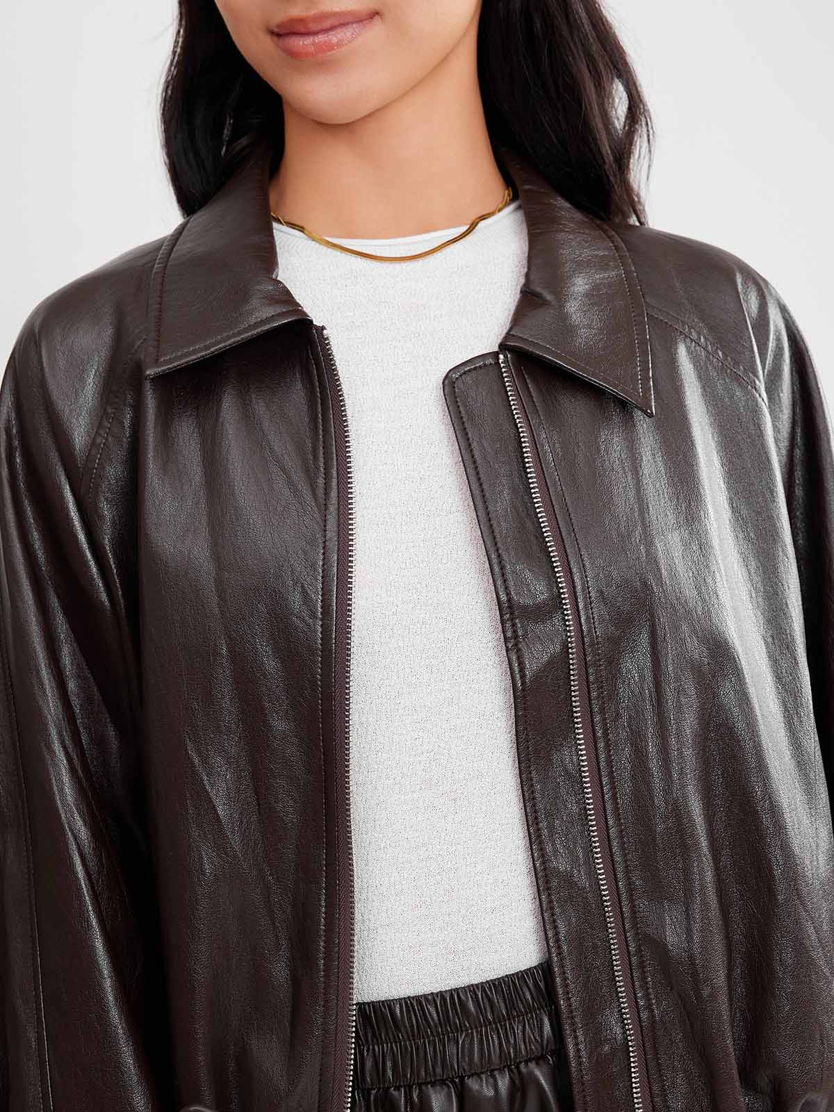 ASOBIO Vegan Leather Oversized Jacket