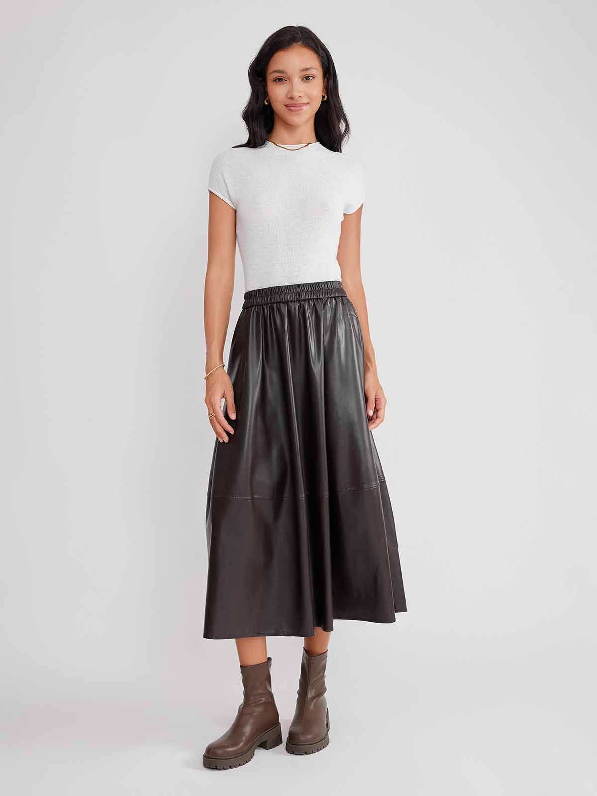 ASOBIO PU Maxi Skirt